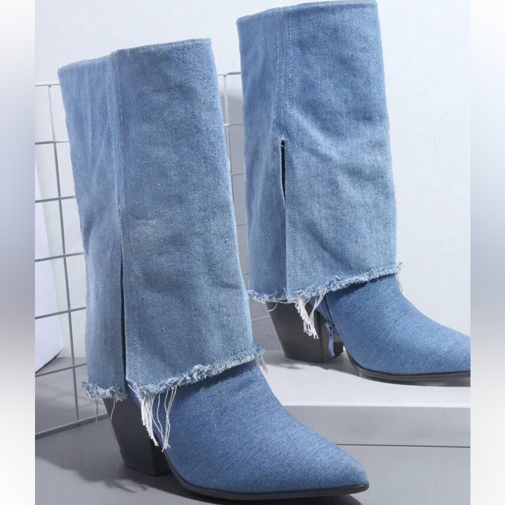 Denim Trendy Booties sz 6